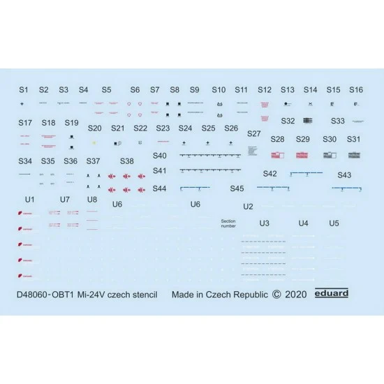 Eduard D48060 1/48 Mil Mi-24V Stencils Czech Decals for Zvezda kits
