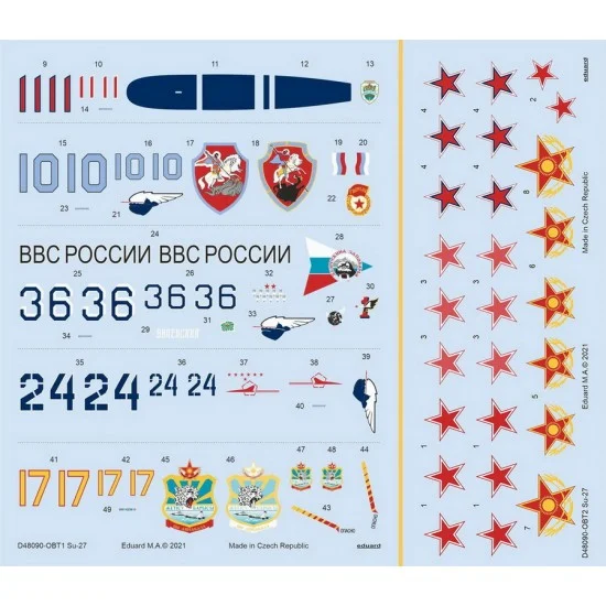 Eduard D48090 1/48 Sukhoi Su-27 Decals for G.W.H kits