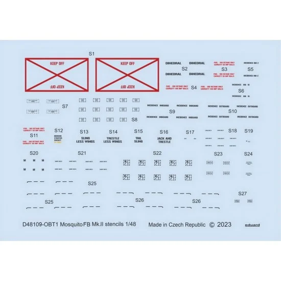 Eduard D48109 1/48 de Havilland Mosquito FB Mk.II Stencils Decals for Tamiya kits - Model Planes
