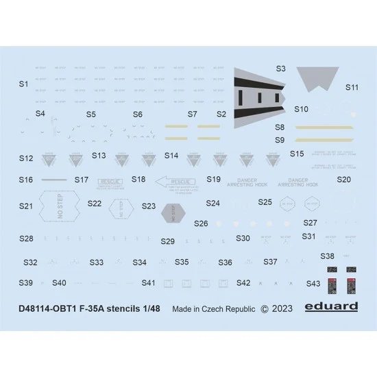 Eduard D48114 1/48 Lockheed Martin F-35A Lightning II Stencils Decal for Tamiya kits