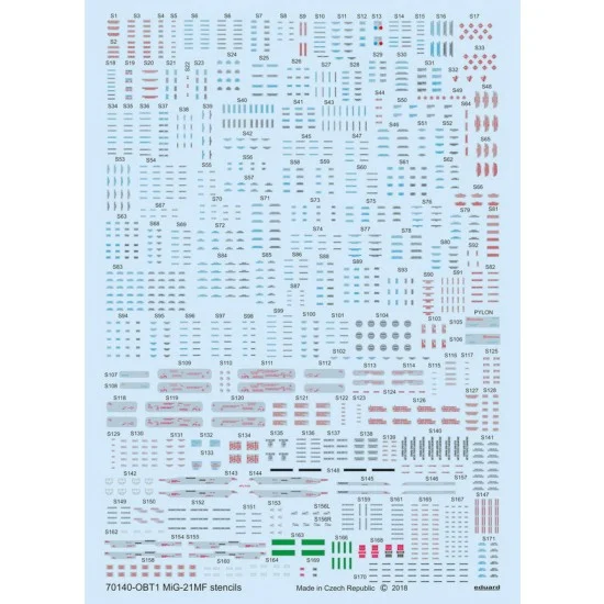 Eduard D72015 1/72 Mikoyan-Gurevich MiG-21MF Stencils Decals for Eduard kits