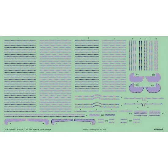 Eduard D72019 1/72 Fokker D.VII Rib Tapes 4 Colour Lozenge Decals for Eduard kits - Model Planes