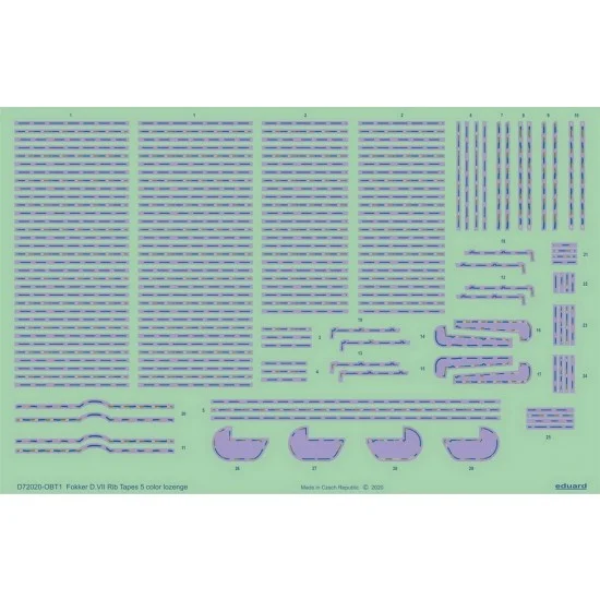Eduard D72020 1/72 Fokker D.VII Rib Tapes 5 Colour Lozenge Decals for Eduard kits - Model Planes
