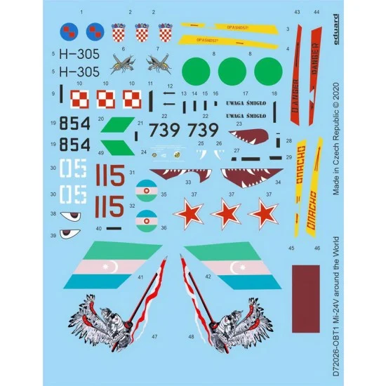 Eduard D72026 1/72 Mil Mi-24V Around the World Decals for Zvezda kits