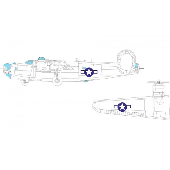 Eduard EX1043 1/48 US Consolidated B-24J Liberator National Insignia Masking for HobbyBoss kits