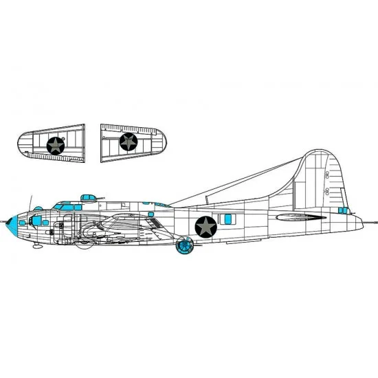 Eduard EX1053 1/48 US B-17F Flying Fortress National Insignia Rounded Paint Masks for Eduard kits