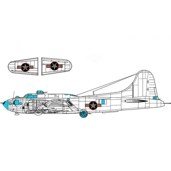 Eduard EX1054 1/48 US B-17F Flying Fortress National Insignia with Red Outline Paint Masks for Eduard