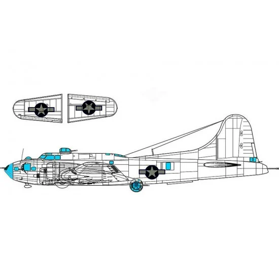 Eduard EX1055 1/48 US B-17F Flying Fortress National Insignia with Blue Outline Paint Masks for Eduard