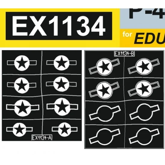 Eduard EX1134 1/48 US P-40N National Insignia Masking for Eduard kits