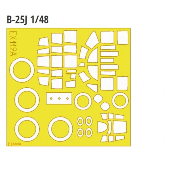 Eduard EX119 1/48 B-25J Mitchell Paint Mask for Revell/Monogram kit