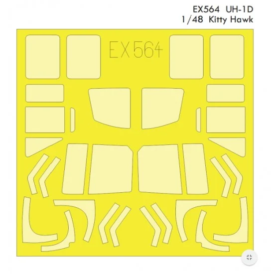 Eduard EX564 1/48 UH-1D "Huey" Paint Masks for Kitty Hawk #KH80154