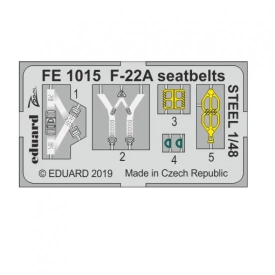 Eduard FE1015 1/48 Lockheed Martin F-22A Raptor Seatbelts Steel for Hasegawa kits