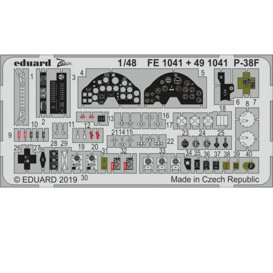 Eduard FE1041 1/48 Lockheed P-38F Lightning Detail set for Tamiya kits