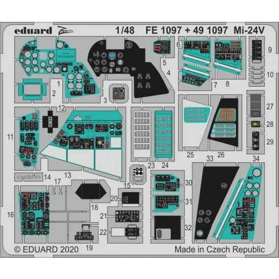Eduard FE1097 1/48 Mil Mi-24V Detail Set for Zvezda kits