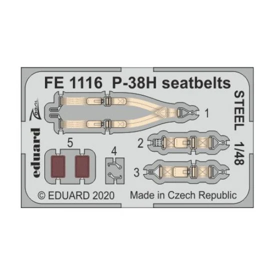 Eduard FE1116 1/48 Lockheed P-38H Lightning Seatbelts Detail Set for Tamiya kits