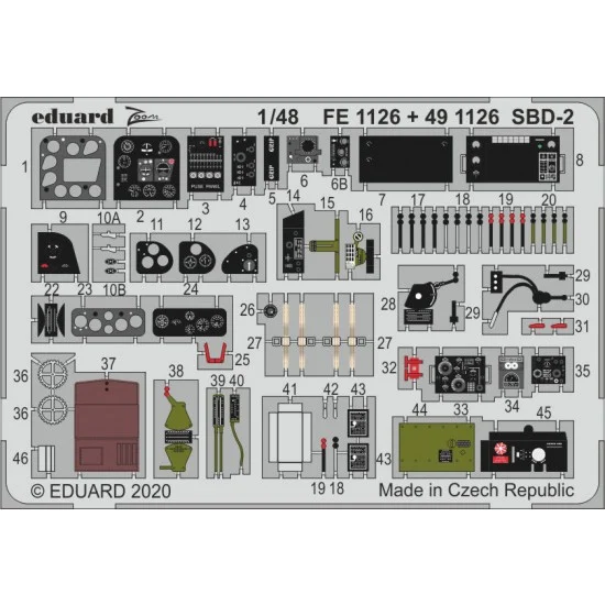 Eduard FE1126 1/48 Douglas SBD-2 Dauntless Detail Set for Academy kits