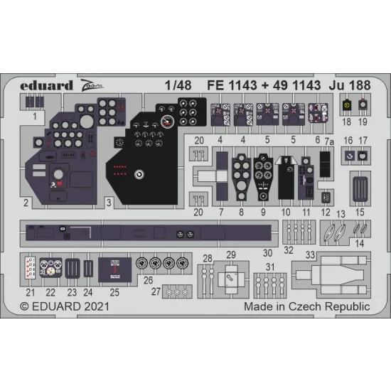 Eduard FE1143 1/48 Junkers Ju 188 Detail set for Revell kits - Model Planes
