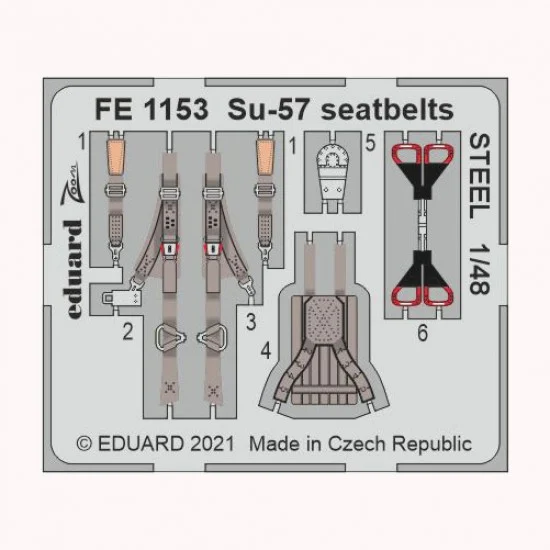 Eduard FE1153 1/48 Sukhoi Su-57 Seatbelts Detail Set for Zvezda kits