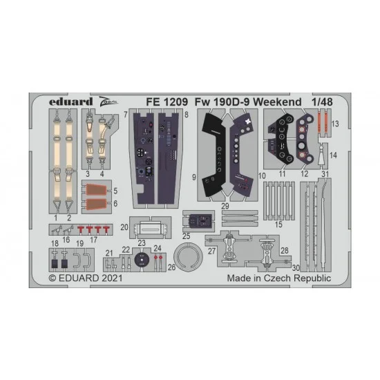 Eduard FE1209 1/48 Focke-Wulf Fw 190D-9 Weekend Detail Set for Eduard kits
