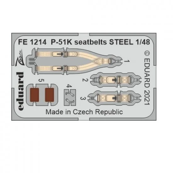 Eduard FE1214 1/48 P-51K Mustang Seatbelts Detail Set for Eduard kits