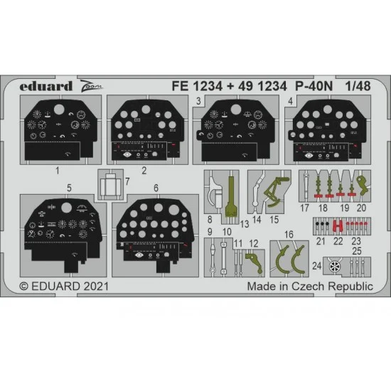 Eduard FE1234 1/48 Curtiss P-40N Warhawk Detail set for Academy kits