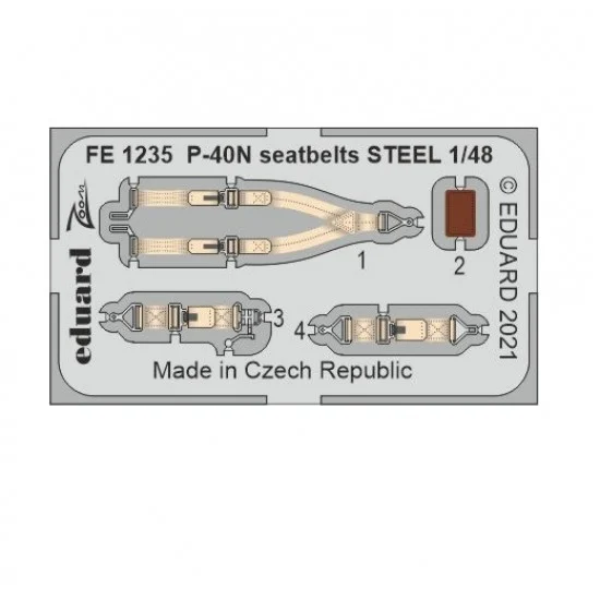 Eduard FE1235 1/48 Curtiss P-40N Warhawk Seatbelts Detail set for Academy kits