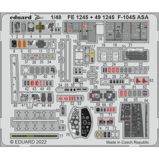 Eduard FE1245 1/48 Aeritalia F-104S Starfighter ASA Detail set for Kinetic kits