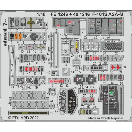Eduard FE1246 1/48 Aeritalia F-104S Starfighter ASA-M Detail set for Kinetic kits