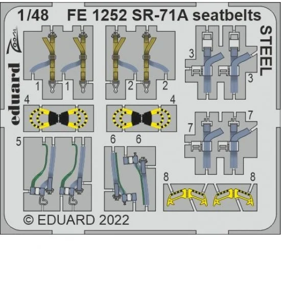 Eduard FE1252 1/48 Lockheed SR-71A Blackbird Seatbelts Detail set for Revell kits