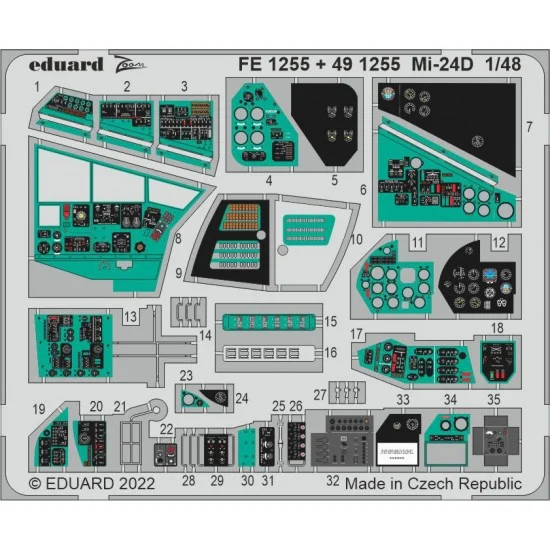 Eduard FE1255 1/48 Mil Mi-24D Detail set for Trumpeter kits