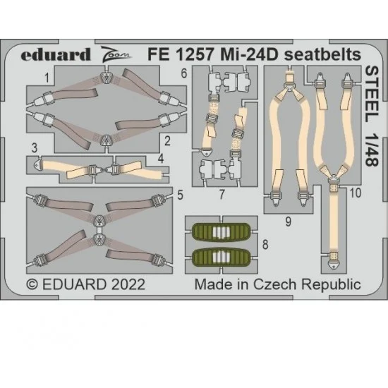 Eduard FE1257 1/48 Mil Mi-24D Seatbelts Detail set for Trumpeter kits
