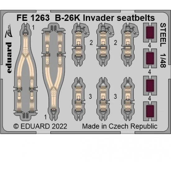 Eduard FE1263 1/48 Douglas B-26K Invader Seatbelts Detail set for ICM kits