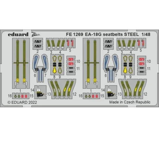 Eduard FE1269 1/48 Boeing EA-18G Growler Seatbelts Detail Set for HobbyBoss kits
