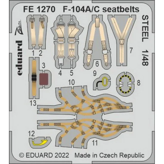 Eduard FE1270 1/48 Lockheed F-104A/C Starfighter Seatbelts Detail Set for Kinetic kits