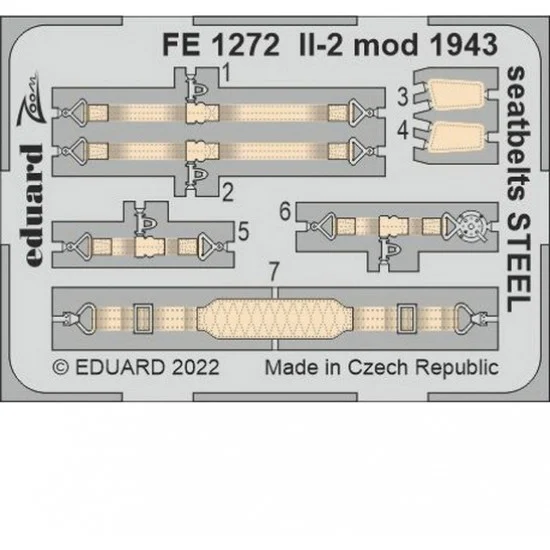 Eduard FE1272 1/48 IL-2 Sturmovik mod. 1943 Seatbelts Detail Set for Zvezda kits