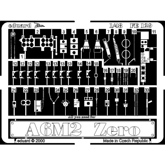 Eduard FE129 Photoetch for 1/48 Mitsubishi A6M2 Zero for Hasegawa kit - Model Planes