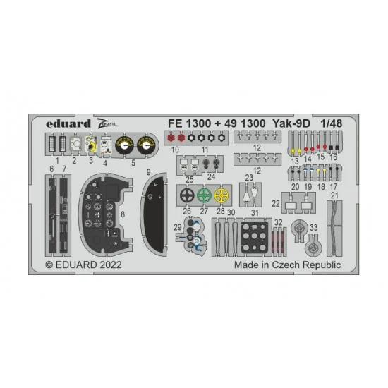 Eduard FE1300 1/48 Yakovlev Yak-9D Detail Set for Zvezda kits