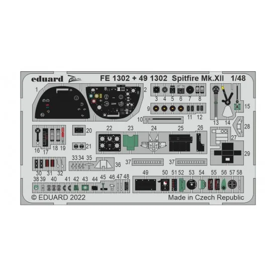 Eduard FE1302 1/48 Supermarine Spitfire Mk.XII Detail set for Airfix kits - Model Planes
