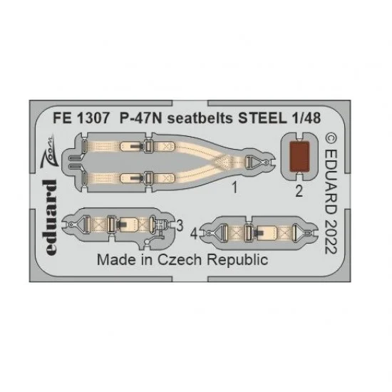 Eduard FE1307 1/48 Republic P-47N Thunderbolt Seatbelts Detail set for Academy kits