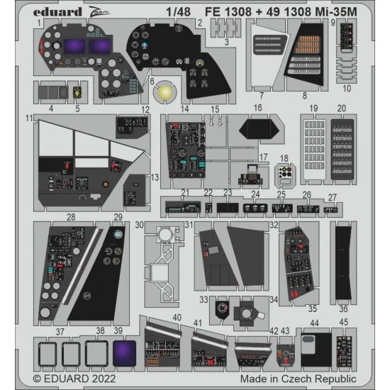 Eduard FE1308 1/48 Mil Mi-35M Attack Helicopter Detail set for Zvezda kits