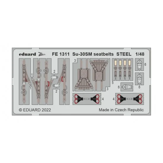 Eduard FE1311 1/48 Sukhoi Su-30SM Seatbelts Detail set for Great Wall Hoby kits
