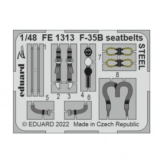 Eduard FE1313 1/48 Lockheed Martin F-35B Lightning II Seatbelts set for Italeri kits
