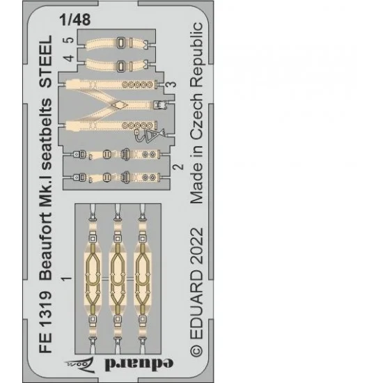 Eduard FE1319 1/48 Bristol Beaufort Mk.I Seatbelts Detail set for ICM kits - Model Planes