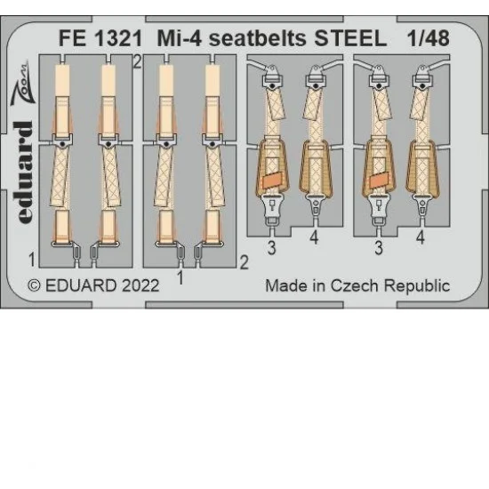 Eduard FE1321 1/48 Mil Mi-4 Seatbelts Detail set for Trumpeter kits