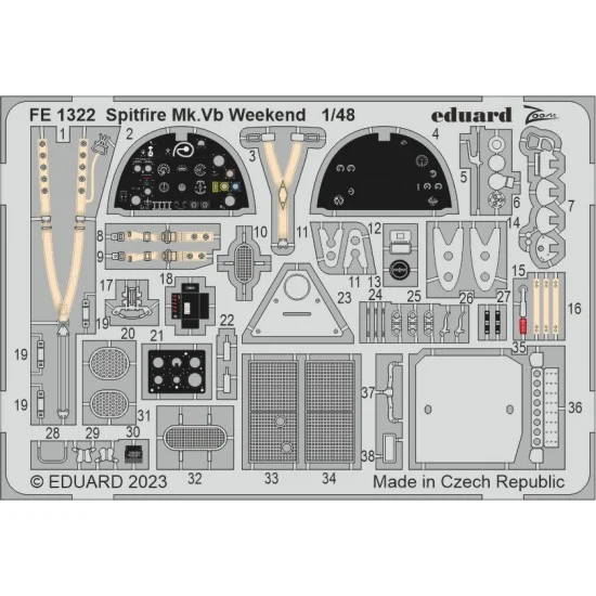 Eduard FE1322 1/48 Supermarine Spitfire Mk.Vb Weekend Detail set for Eduard kits - Model Planes