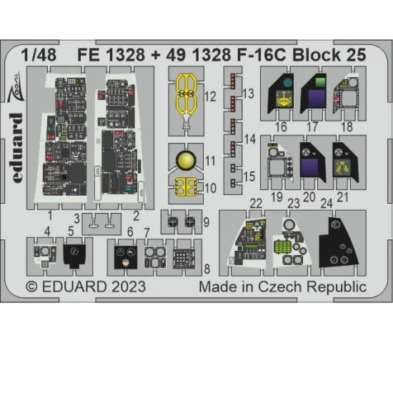 Eduard FE1328 1/48 General Dynamics F-16C Fighting Falcon Block 25 Detail Parts for Kinetic