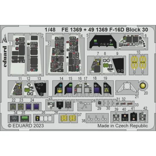 Eduard FE1369 1/48 General Dynamics F-16D Fighting Falcon Block 30 Detail set for Kinetic kits