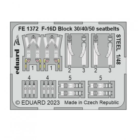 Eduard FE1372 1/48 General Dynamics F-16D Fighting Falcon Block 30/40/50 Seatbelts for Kinetic kits