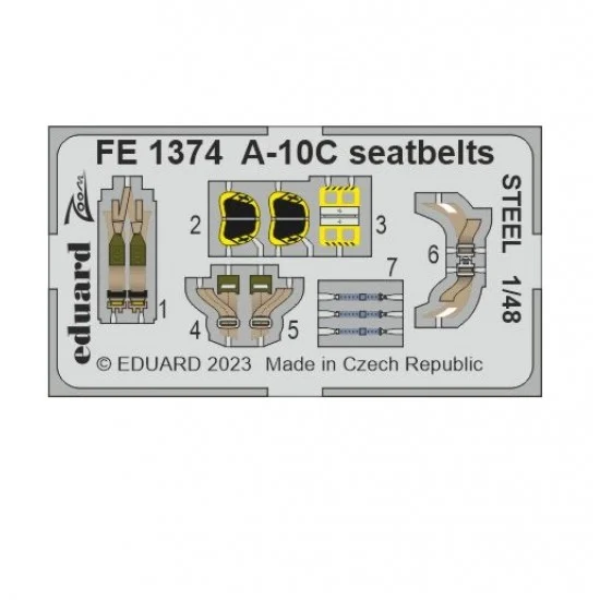 Eduard FE1374 1/48 Fairchild Republic A-10C Thunderbolt II Seatbelts for Academy kits