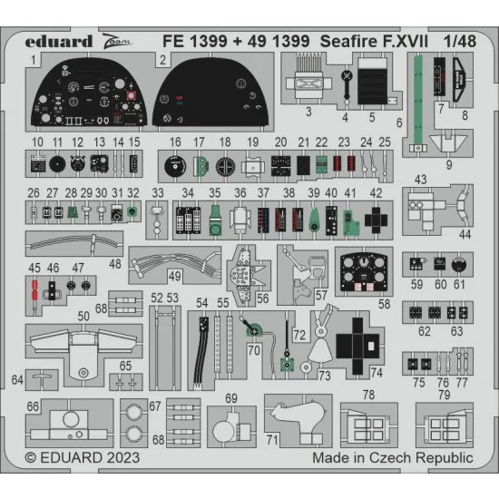 Eduard FE1399 1/48 Supermarine Seafire F.XVII Detail Parts for Airfix kits - Model Planes